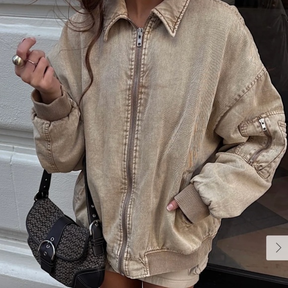 12th Tribe Jackets & Blazers - Oversized Tan Bomber Jacket